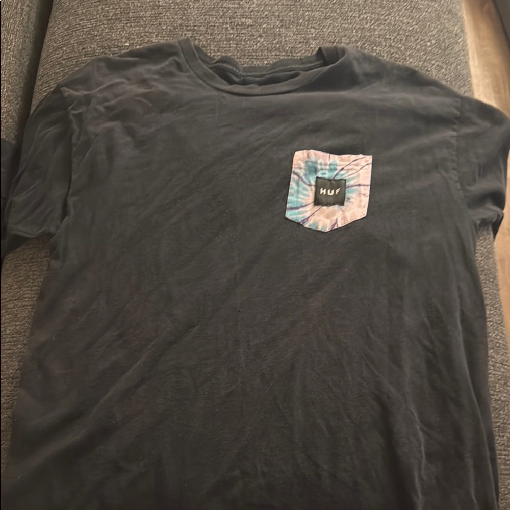 Black T-Shirt with Tie-Dye Pocket